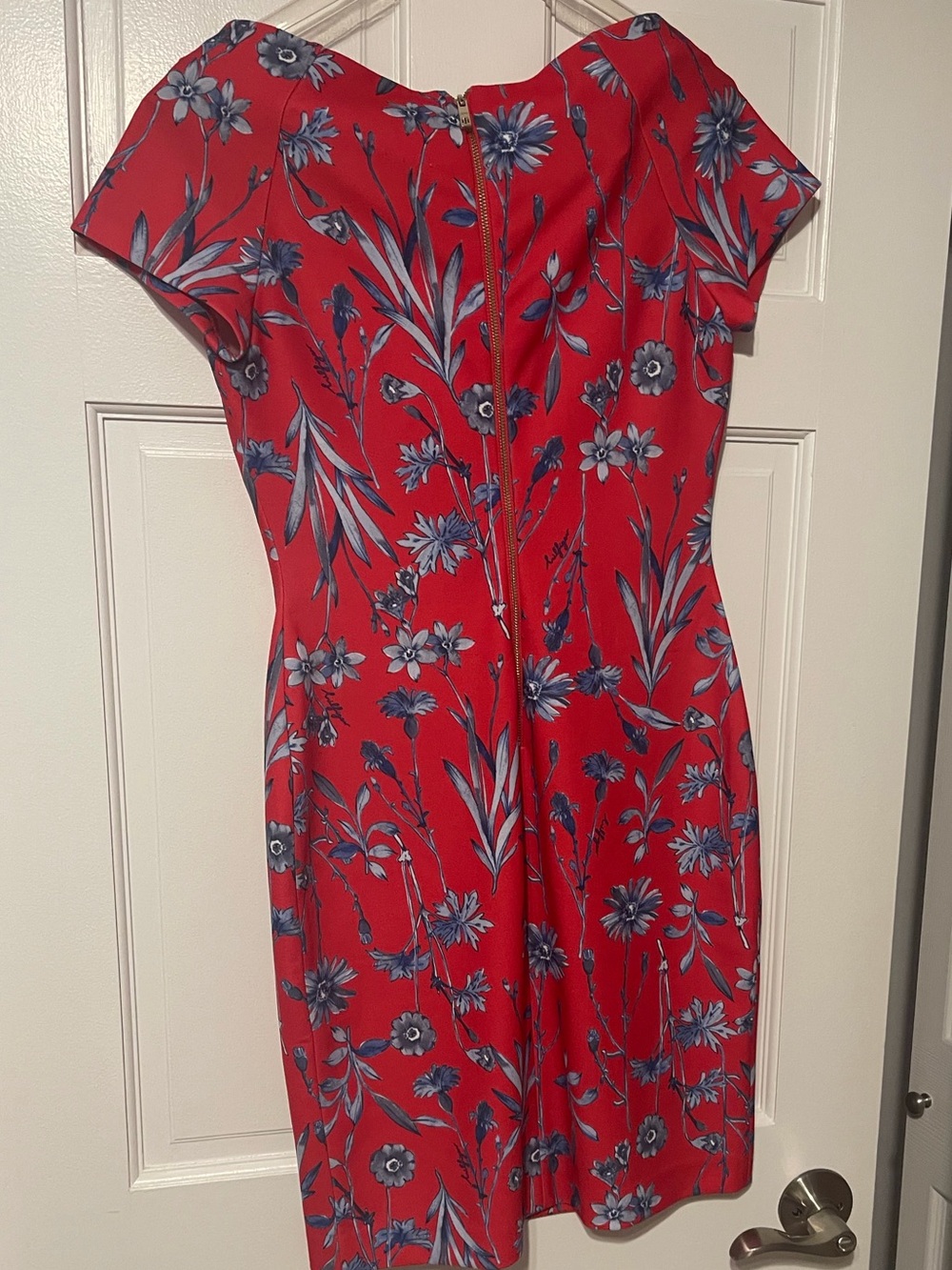 Tommy Hilfiger Red Floral Sheath Dress with Blue Accents